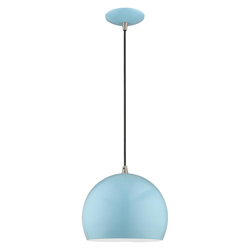 Livex Lighting 1Light Shiny Baby Blue Mini Pendant4118174 The Home Depot