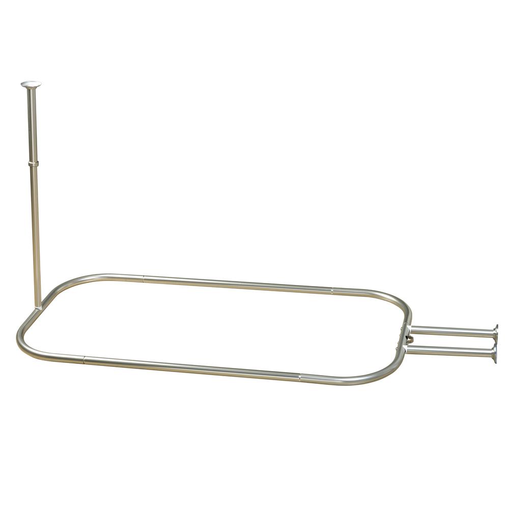 No Rust 58 In Aluminum Oval Rectangular Hoop Shower Rod For Claw