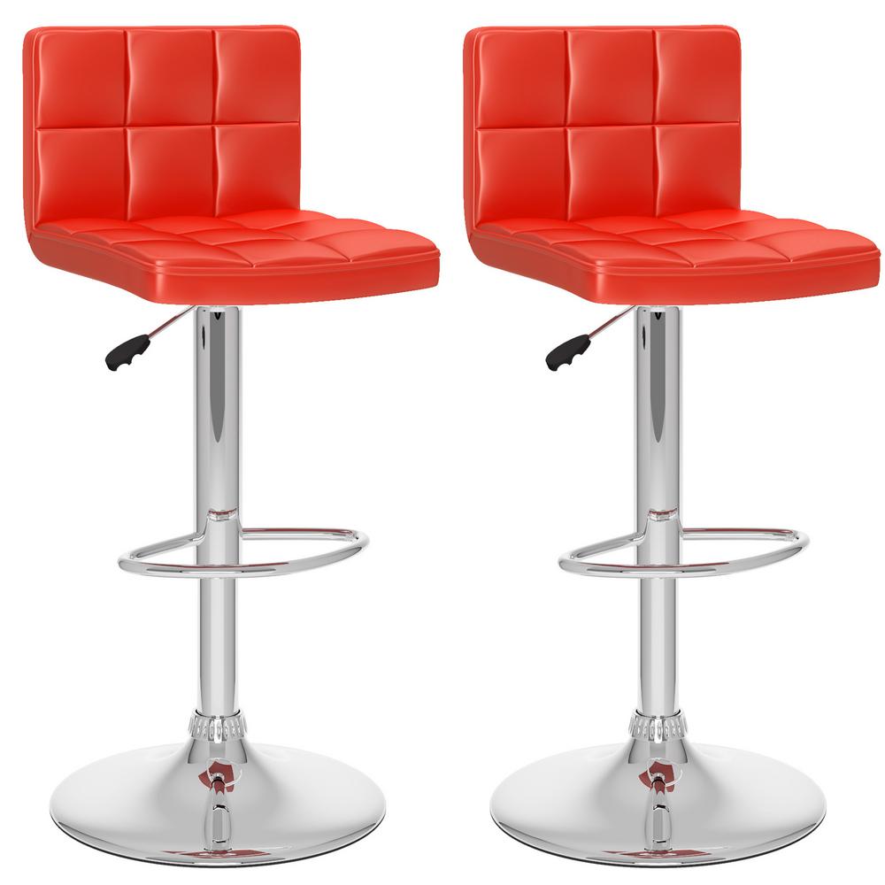 Corliving Adjule Red Leatherette High Back Bar Stool Set Of 2 Corliving Adjule Red Leatherette High Back Bar Stool Set Of 2