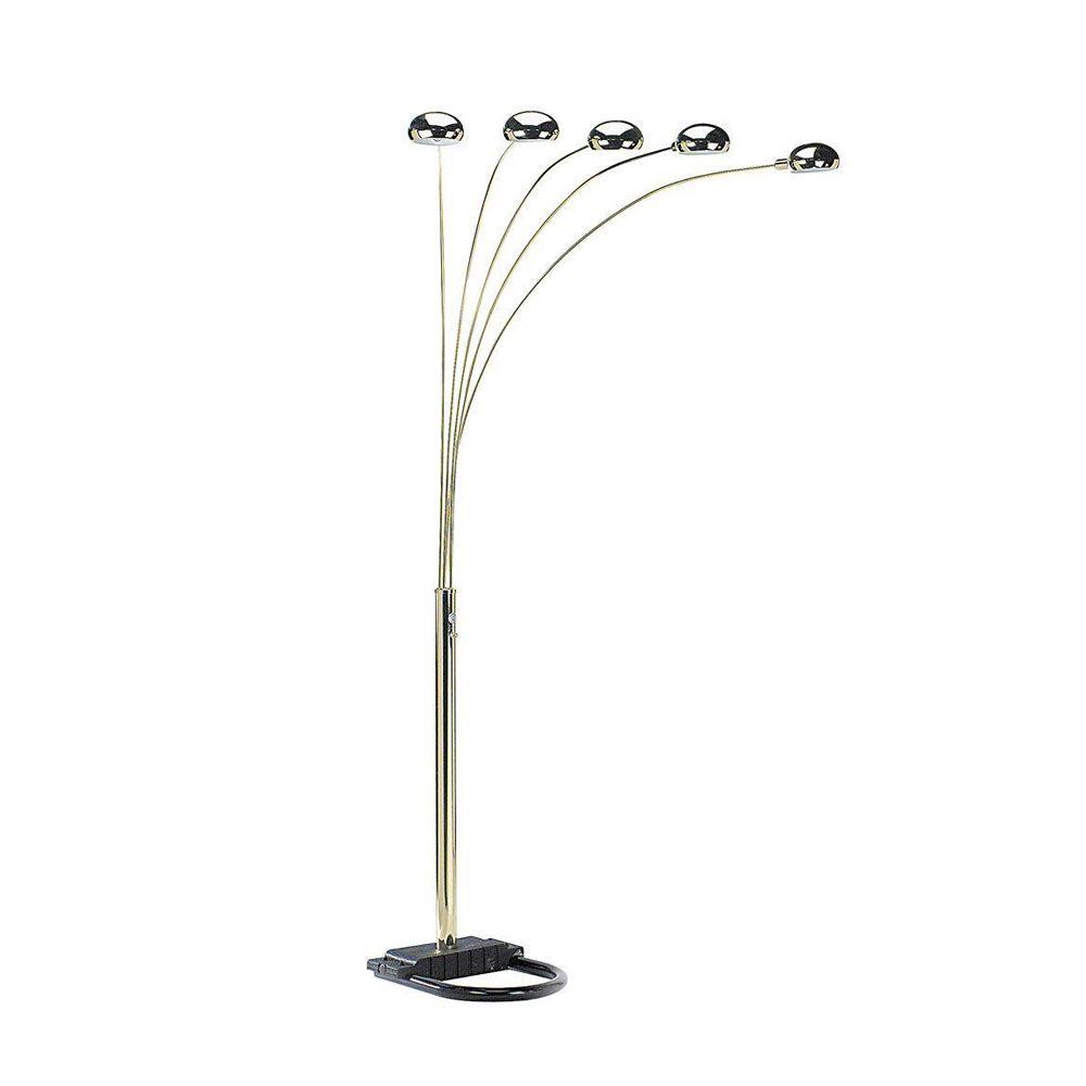 Ore International 84 In 5 Arms Polish Brass Arch Floor Lamp 6962g