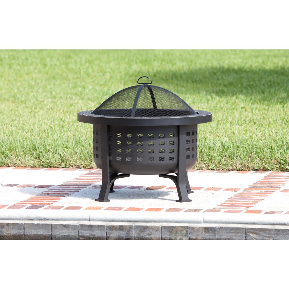 Fire Sense Alpina 30 In Round Steel Fire Pit With Slate Top 62240