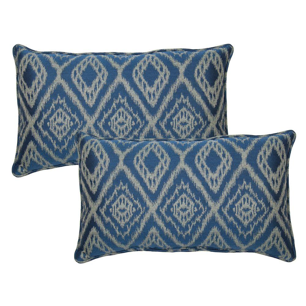 Hampton Bay Ikat Spa Outdoor Lumbar Pillow With Welt 2 Pack 7907 Hampton Bay Ikat Spa Outdoor Lumbar Pillow With Welt 2 Pack