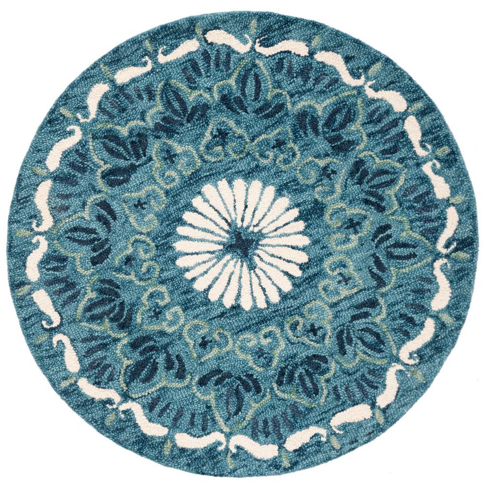 Safavieh Novelty Ivory/Blue 4 ft. x 4 ft. Round Area RugNOV606M4R The Home Depot