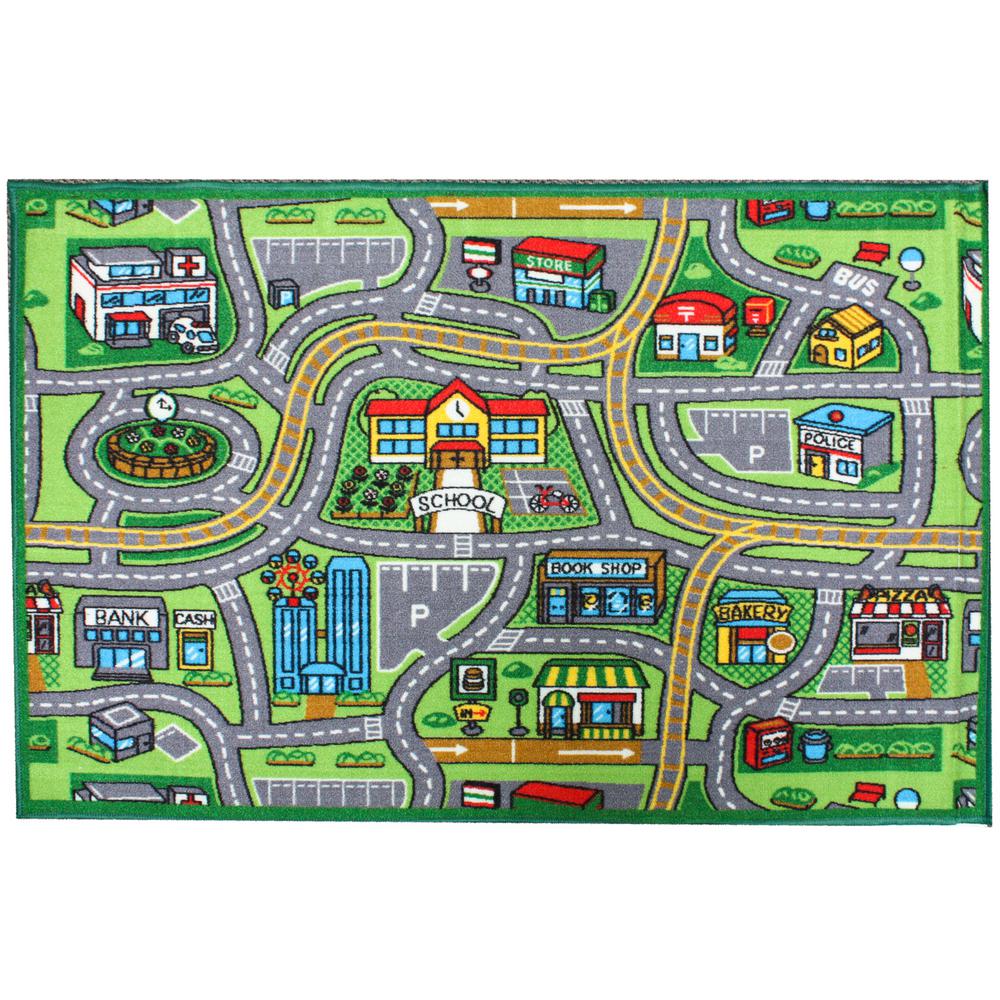 Street Map Multi-Color 3 ft. x 5 ft. Kids Play Area Rug-10544A - The ...