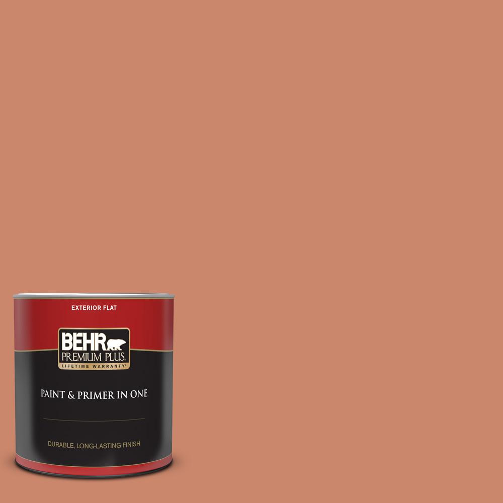BEHR PREMIUM PLUS 1 qt. 230D5 Aztec Brick Flat Exterior Paint and