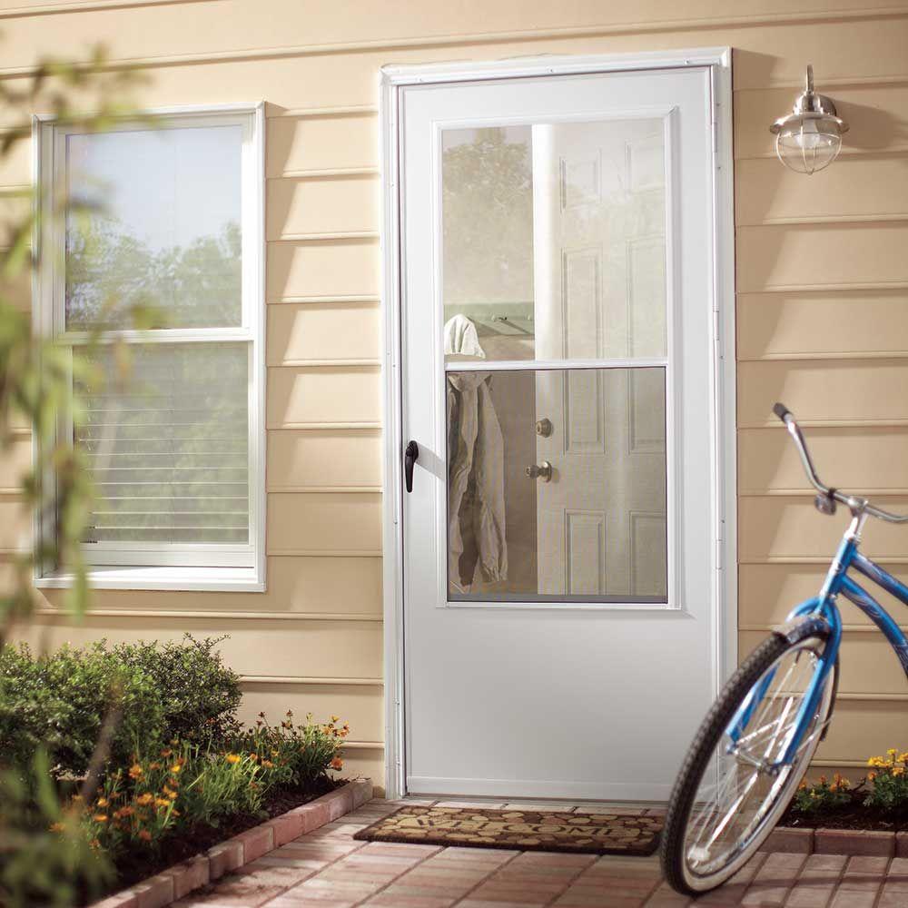 Emco 34 In X 80 In 100 Series White Self Storing Storm Door E1ss