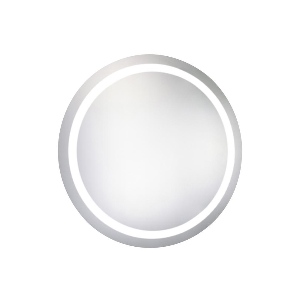 Klein 42 In X Led Wall Mirror With Round Steel Frame Color Temperature 5000k Glossy White