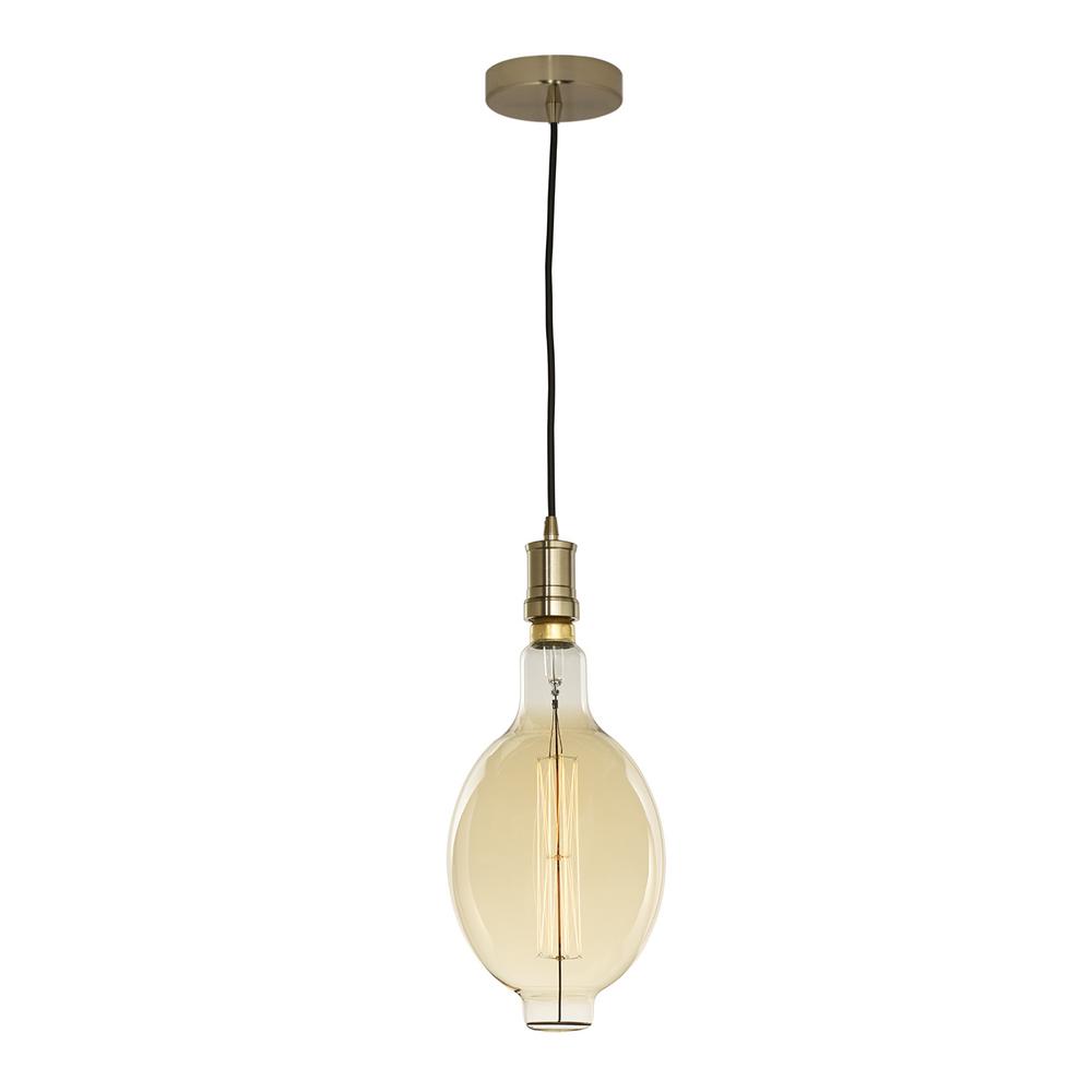 Bulbrite 1 Light Warm Gold Contemporary Pendant Socket And Canopy With Incandescent 60w Bt Shaped Grand Nostalgic Light Bulb