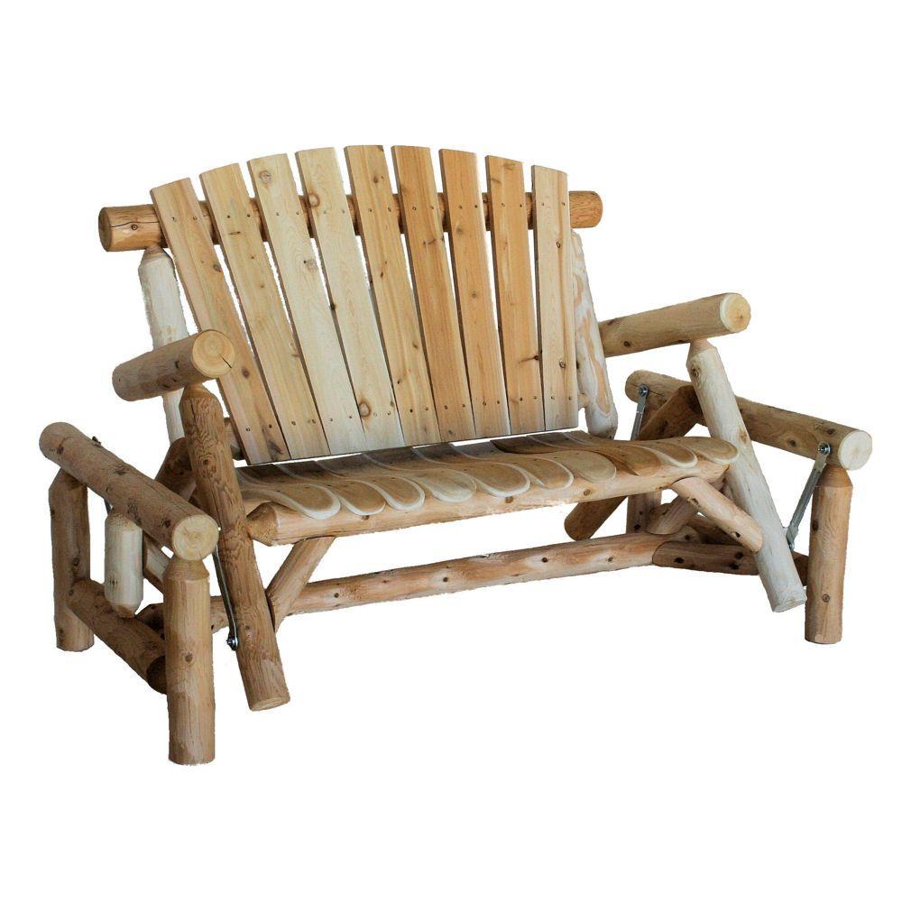 Unfinished Wood Outdoor Gliders Patio Chairs The Home Depot Patio Glider With Contoured Seat Slats