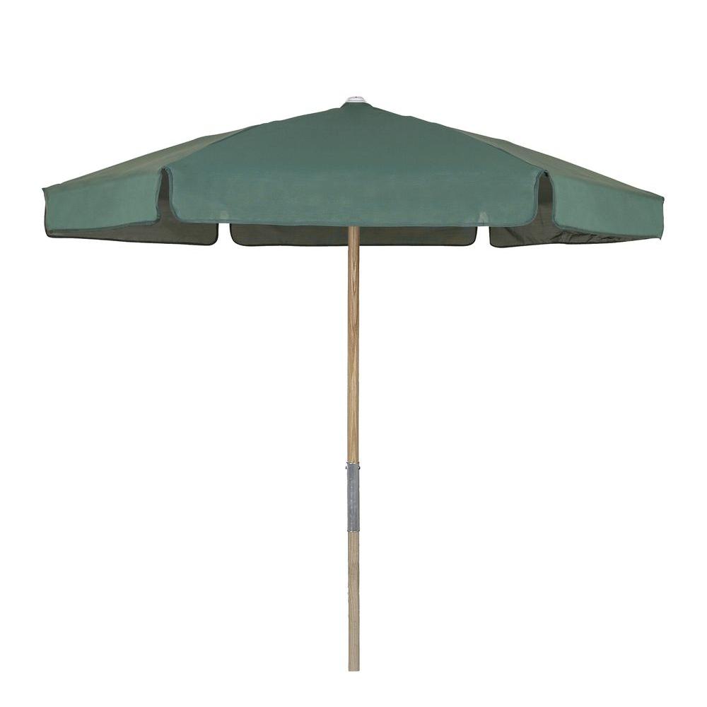 7.5 ft. Wood Beach Patio Umbrella with Forest Green Vinyl Coated Weave