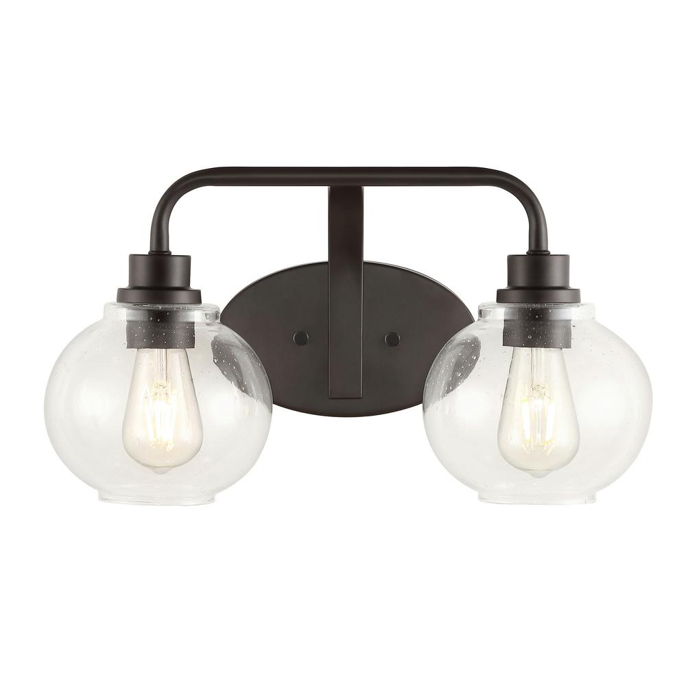 Jonathan Y Sandrine 175 In 2 Light Oil Rubbed Bronze Ironseeded Glass Cottage Rustic Led 8877