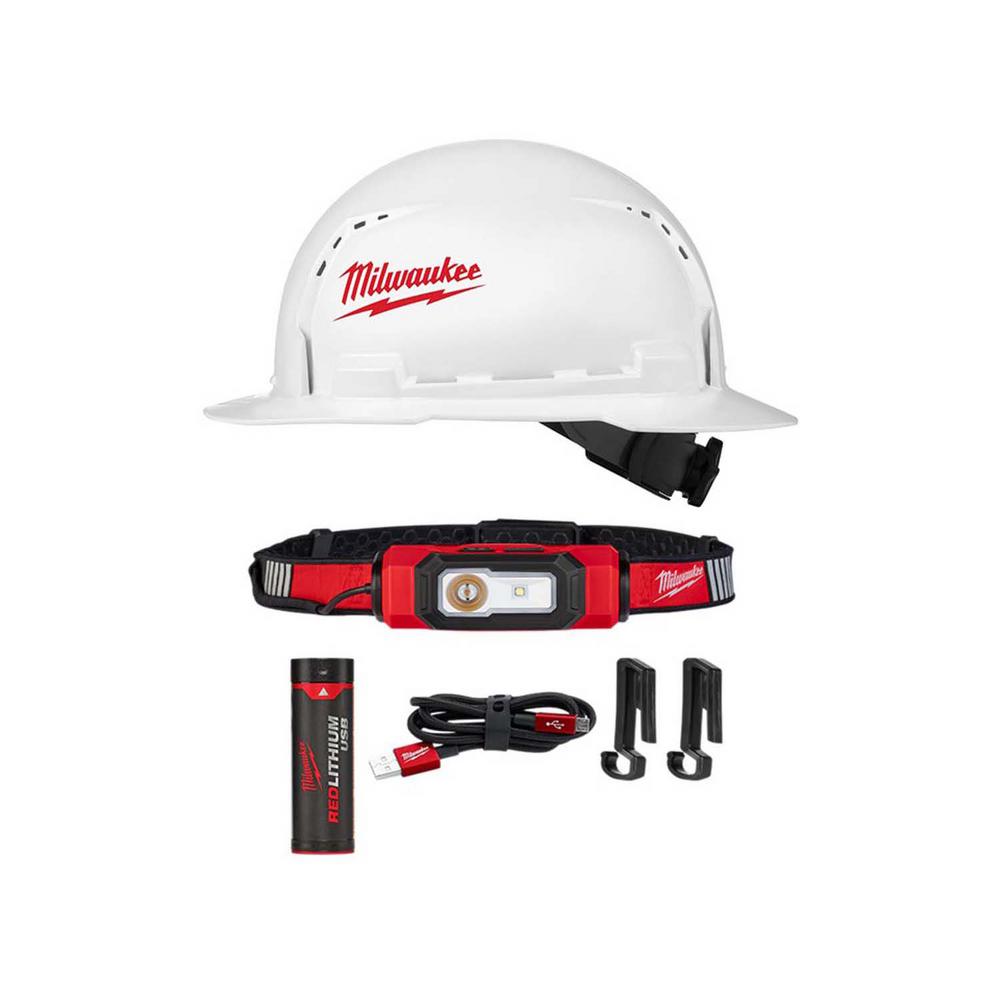 Milwaukee 600 Lumens Led Usb Rechargeable 360 Degree Visibility Hard Hat Headlamp 2116 21 The Home Depot