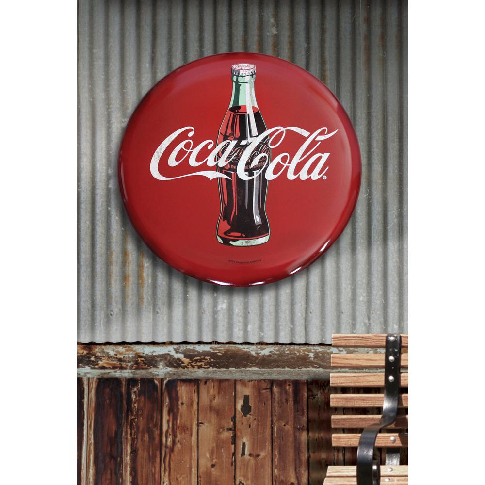 Coca Cola 24 In X 24 In Coca Cola Hollow Curved Tin Button Sign 40041 S The Home Depot