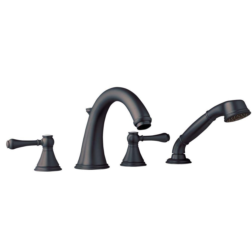 GROHE Geneva 2Handle DeckMount Roman Tub Faucet with Hand Shower in
