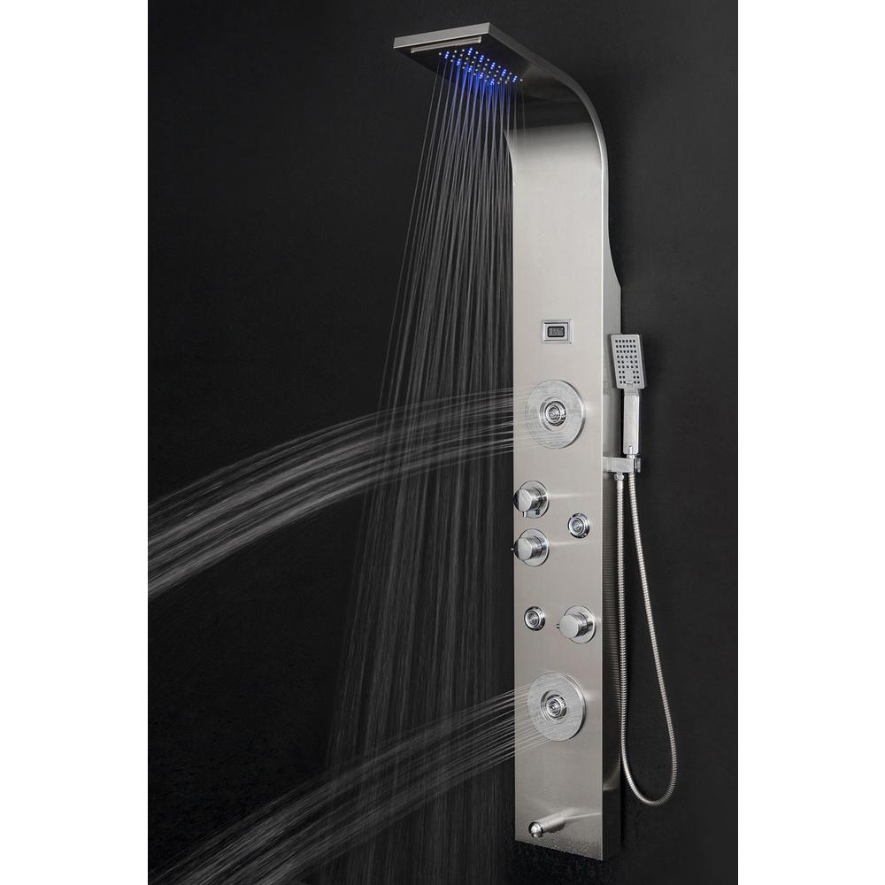 AKDY 63 inch 4-Jet Shower Panel System in Stainless Steel with Rainfall... by AKDY