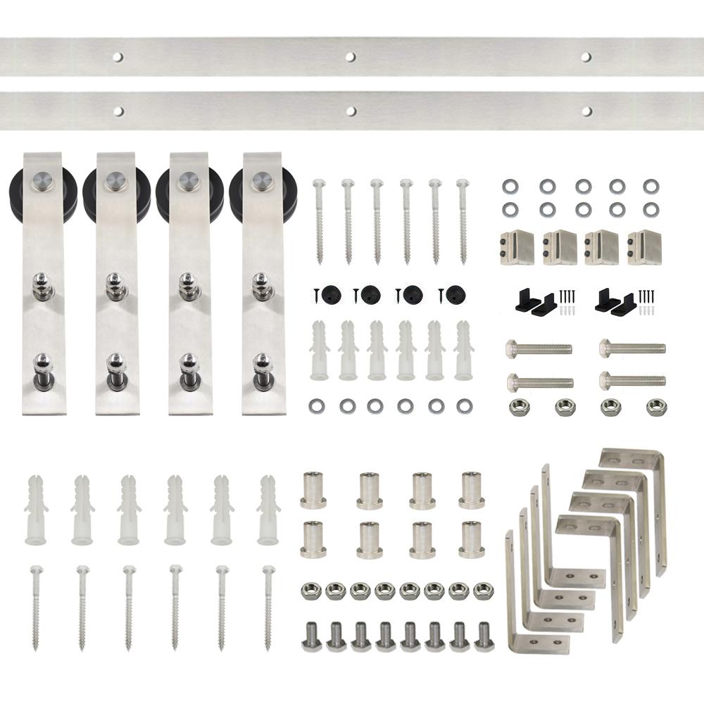 WINSOON 5 ft./60 in. Stainless Steel Sliding Bypass Barn Door Hardware