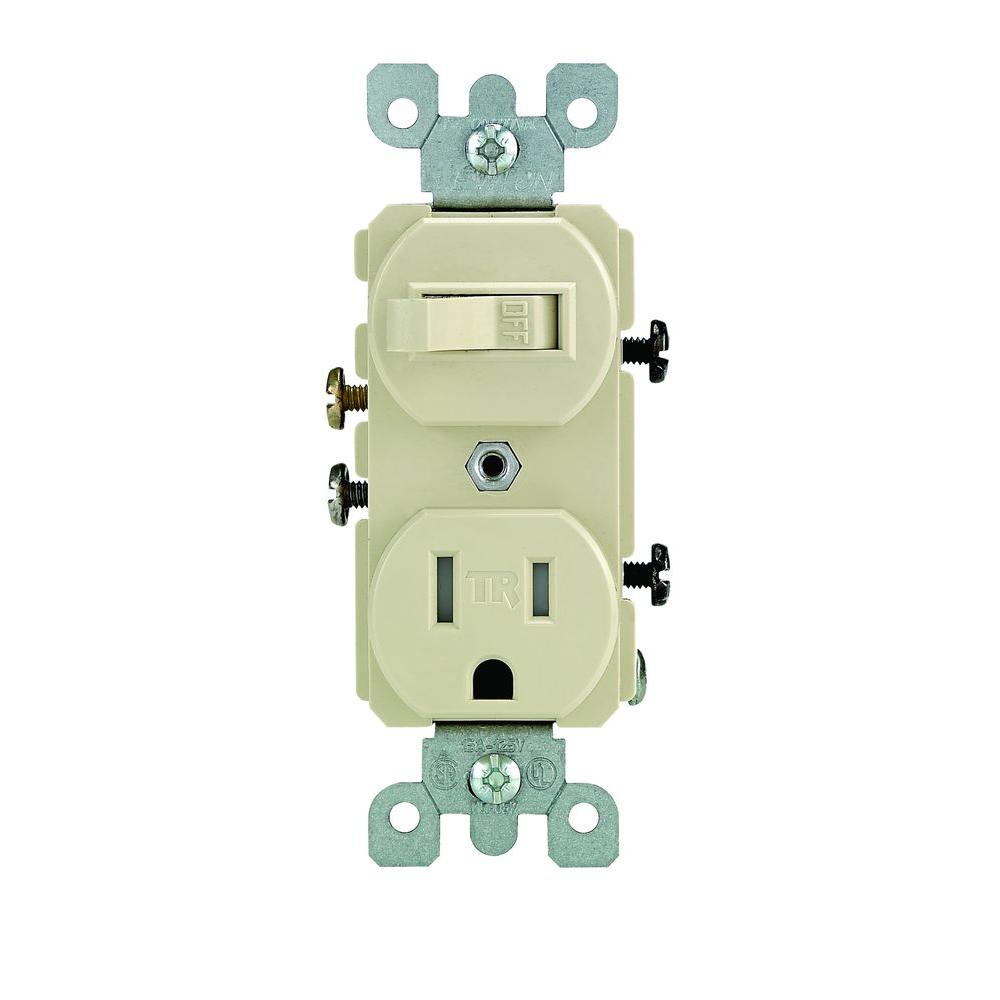 Leviton 15 Amp Tamper Resistant Combination Switch And Outlet Ivory