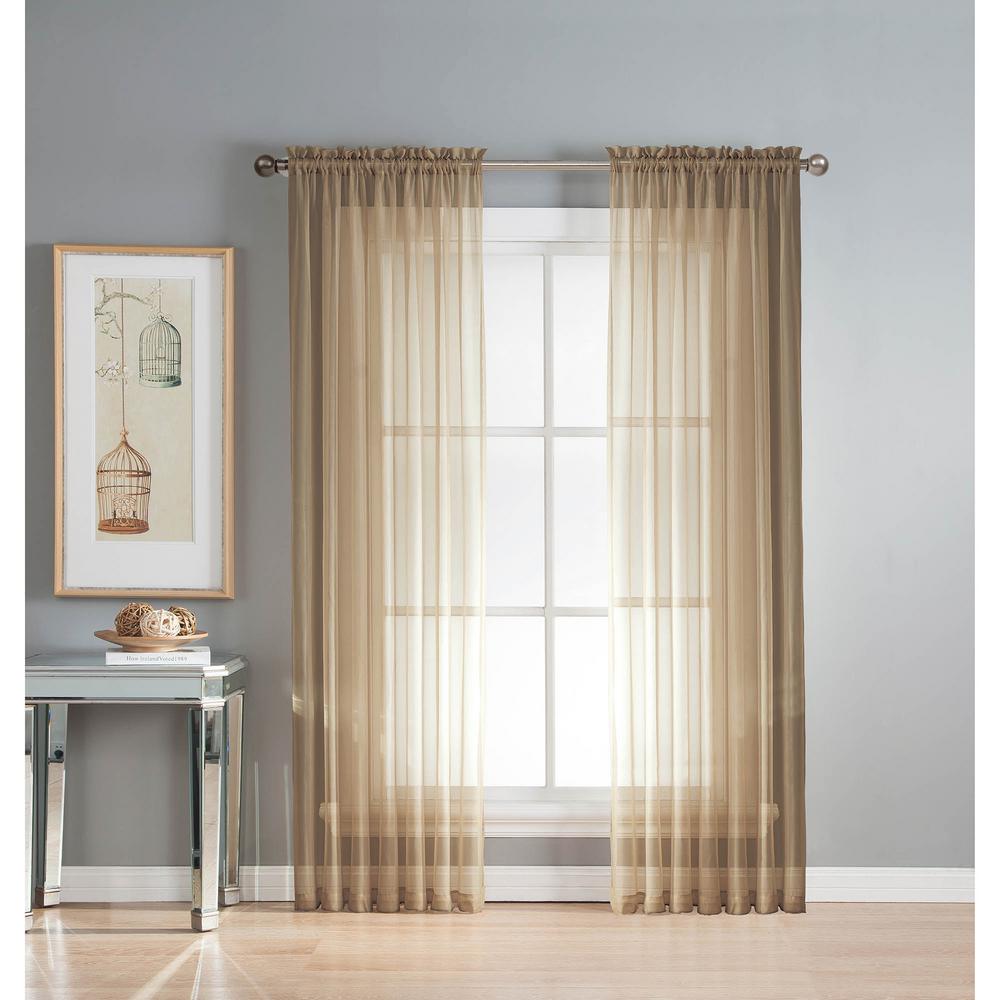 Window Elements Sheer Elegance 84 In L Rod Pocket Curtain Window Elements Sheer Elegance 84 In L Rod Pocket Curtain Panel Pair Taupe