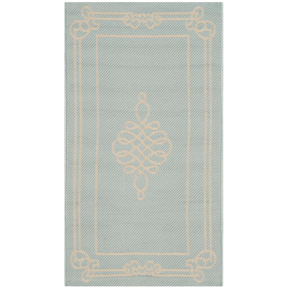 Safavieh Courtyard Aqua/Cream 3 ft. x 5 ft. Indoor/Outdoor ...