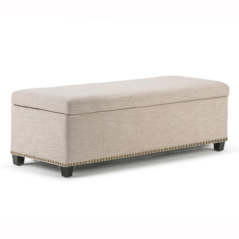 Simpli Home Hamilton 48 in. Traditional Storage Ottoman in Natural