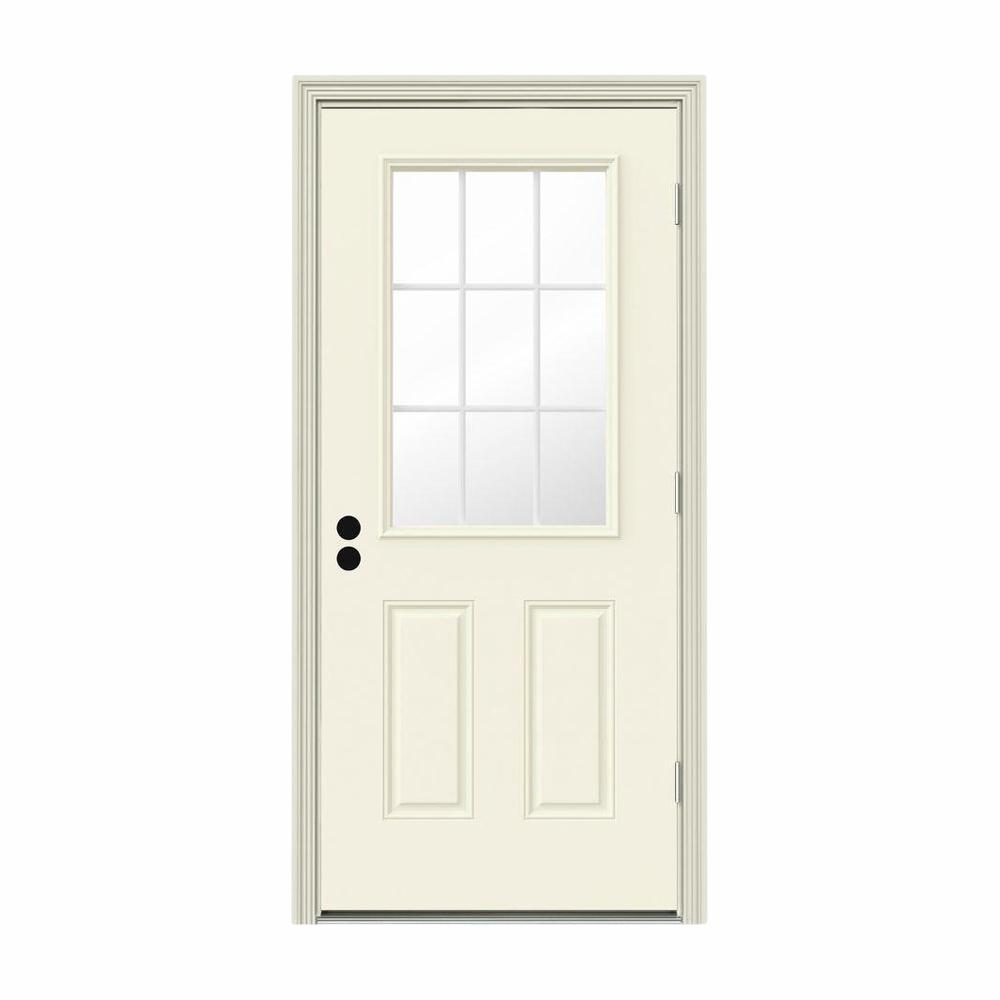 JELDWEN 30 in. x 80 in. 9 Lite Vanilla Painted Steel JELDWEN 30 in. x 80 in. 9 Lite Vanilla Painted Steel