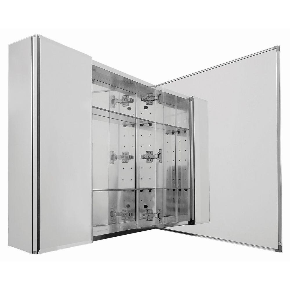 Pegasus 30 In W X 26 In H Recessed Or Surface Mount Bi View Bathroom Medicine Cabinet With Beveled Mirror Door Sp4584 The Home Depot