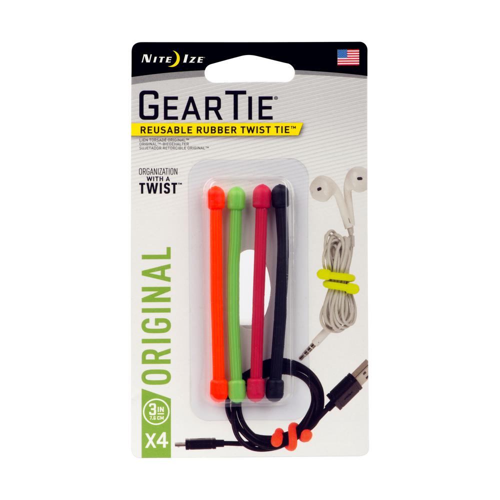 UPC 094664018884 product image for Nite Ize 3 in. Gear Tie in Assorted Orange, Green, Red, Black (4-Pack) | upcitemdb.com