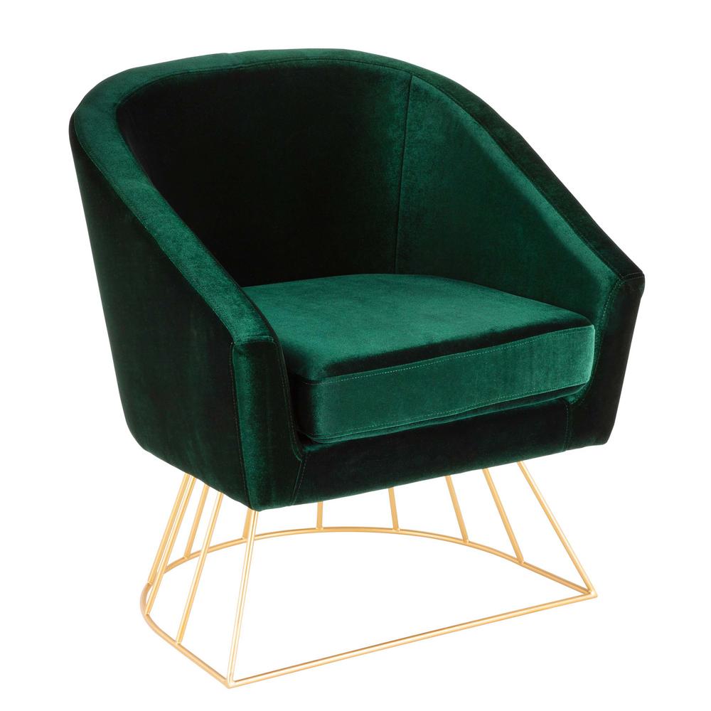 Lumisource canary gold and green velvet tub chair