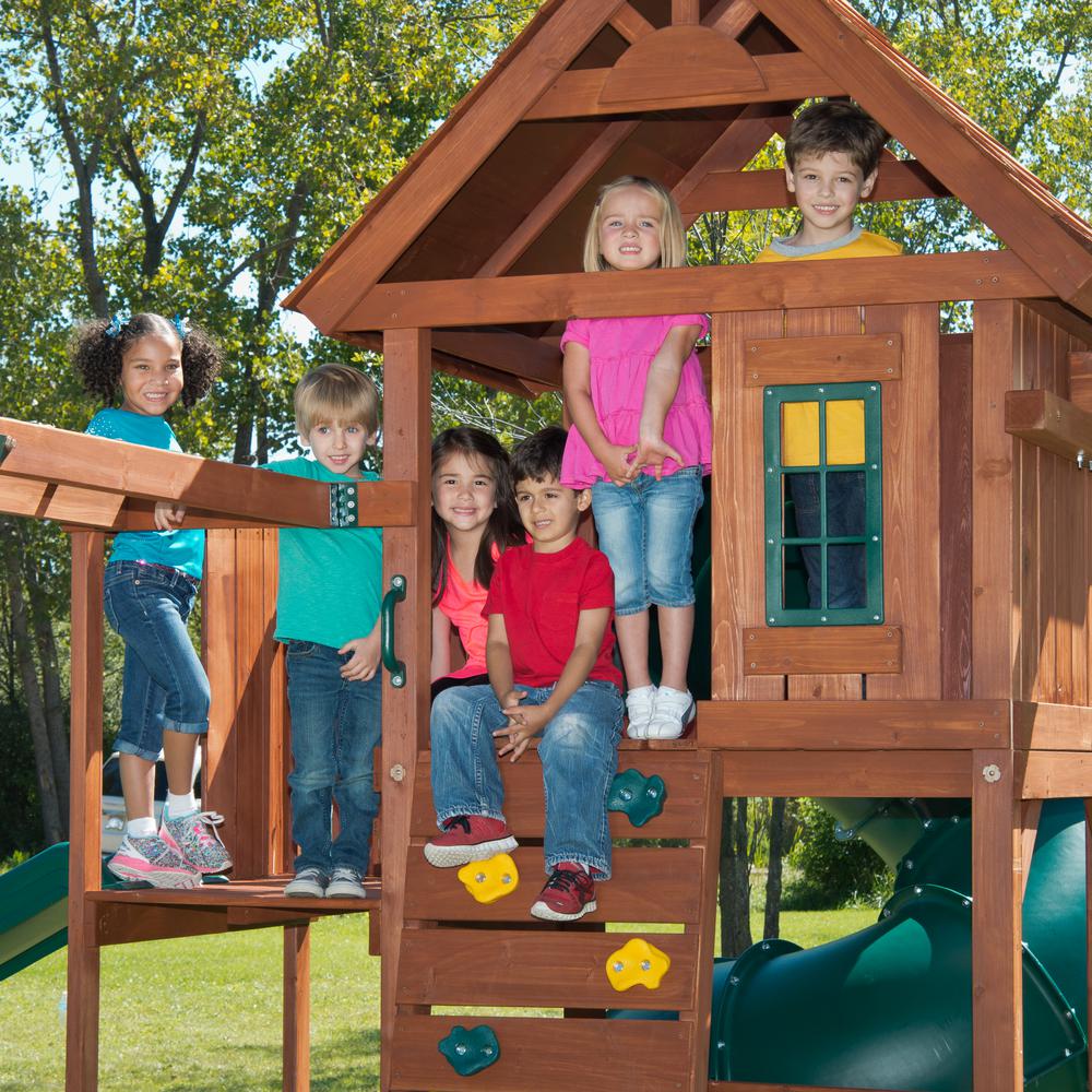 swing set with twist slide