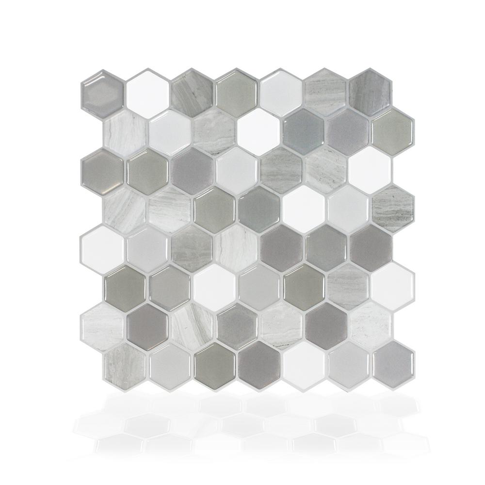 Smart Tiles Hexagone Travertino Multi 9 76 In W X 35 H L Hexagone Travertino Multi 9 76 In W X 35 H L And Stick Decorative Mosaic Wall Tile Backsplash 4 Pack