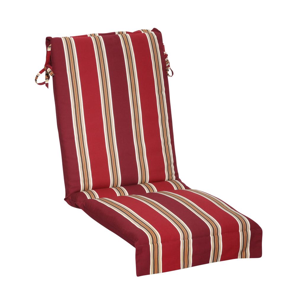 Hampton Bay Universal Chili Stripe Outdoor Dining Chair Cushion