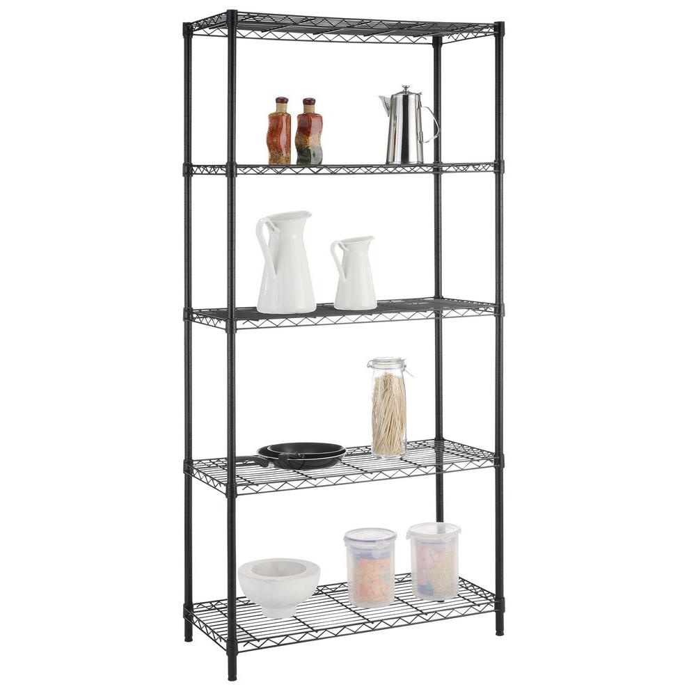 Hdx 6 Shelf 72 In H X 48 W 18 D Wire Unit Black 5 Shelf Black Wire Shelving Unit