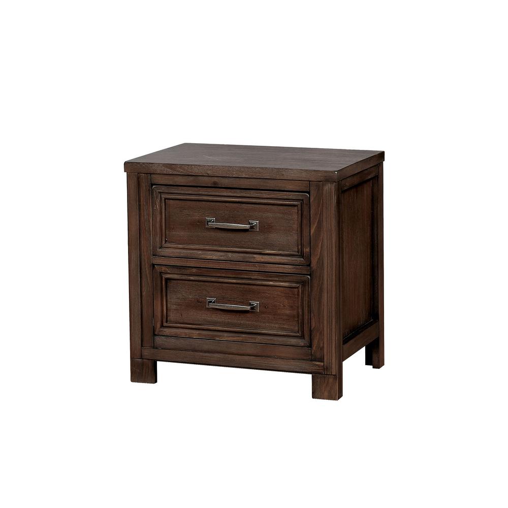 furniture of america brody 2-drawer dark oak nightstand idf-7365a-n