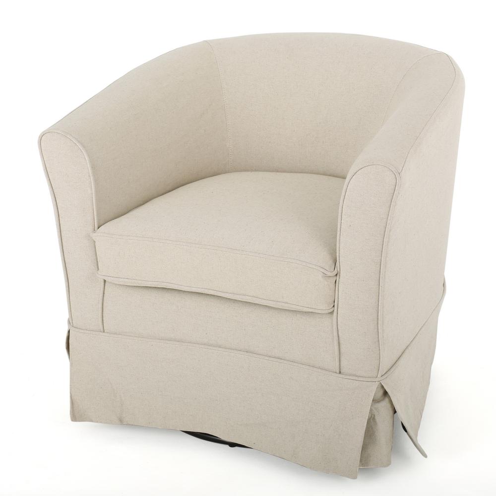 noble house cecilia natural fabric swivel chair with loose cover8149  the  home depot