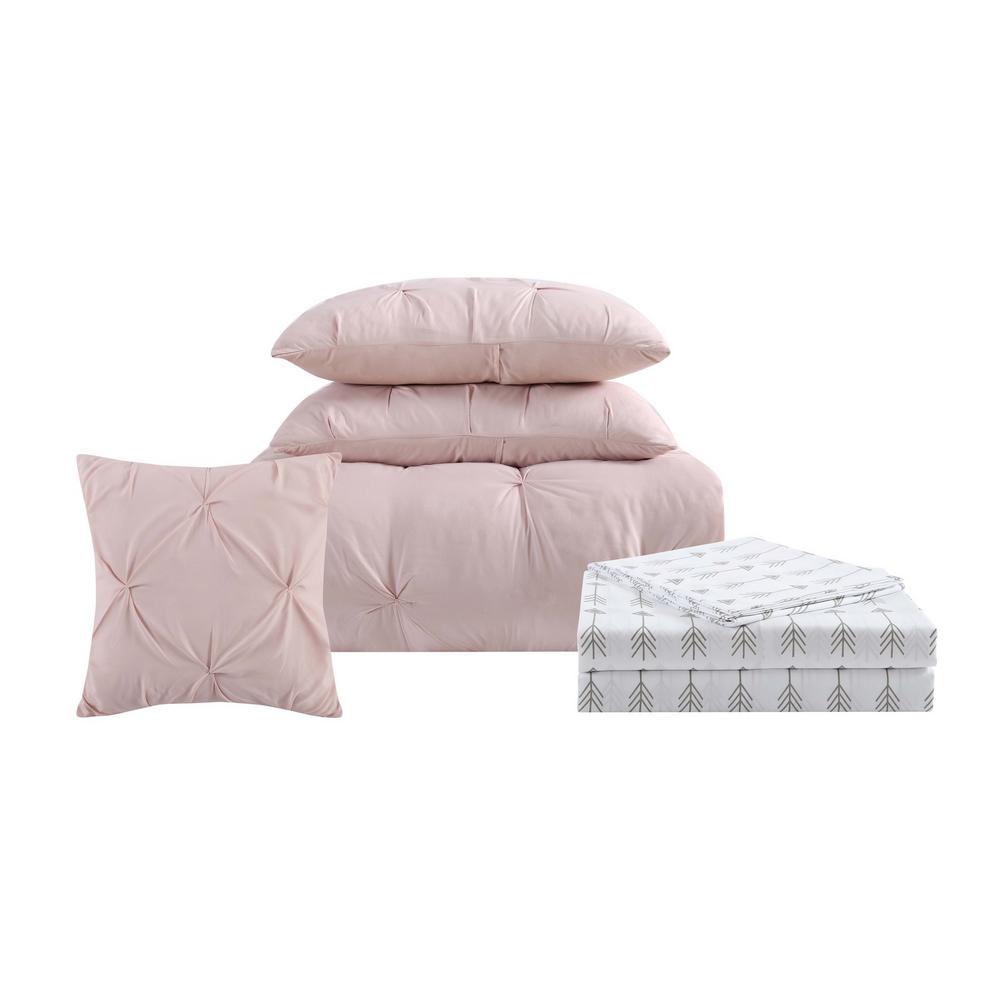 Truly Soft Arrow Pleated 8 Piece Blush Full Bed In A Bag Set