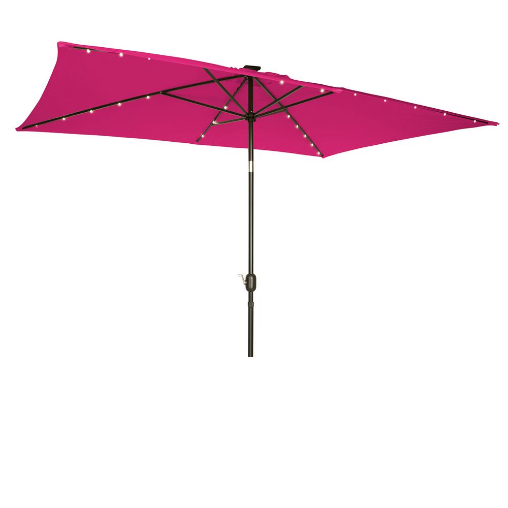 Trademark Innovations 10 Ft X 6 5 Ft Rectangular Solar Powered Led Lighted Patio Umbrella In Pink Ledrect Rse The Home Depot