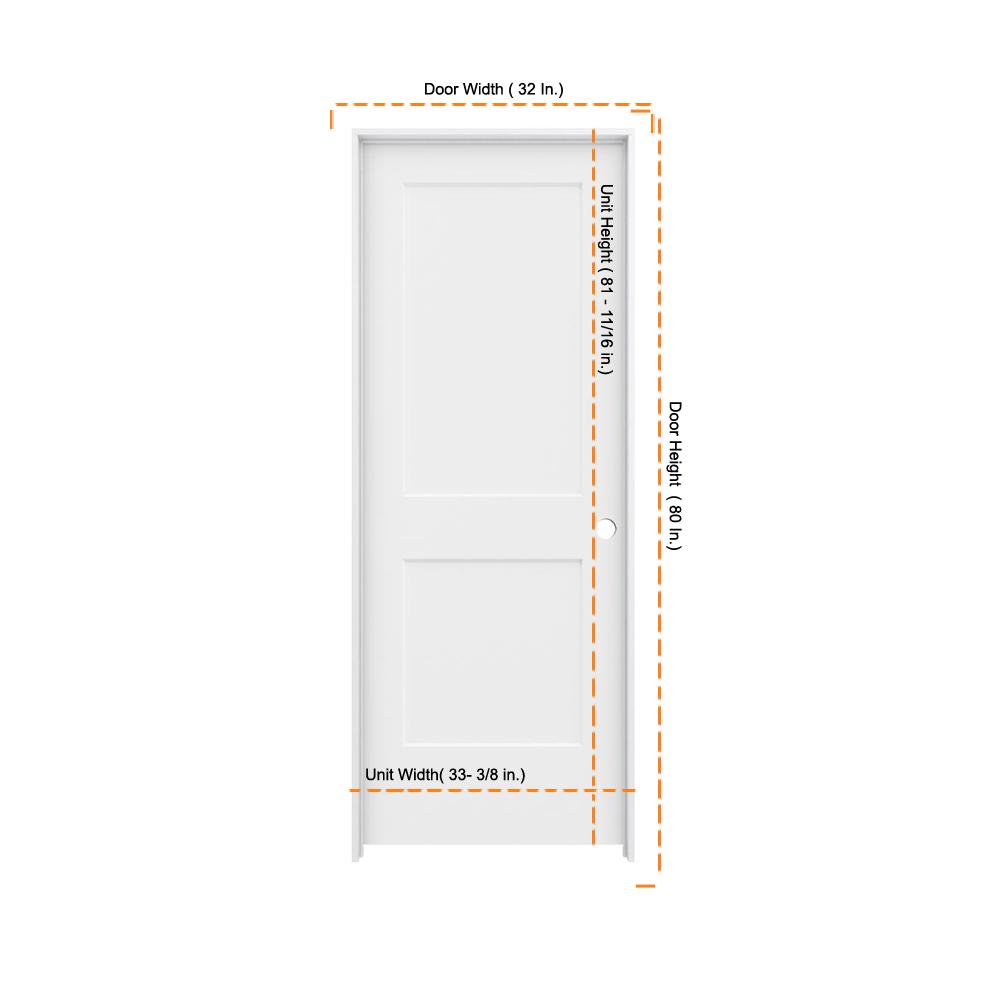 Jeld Wen 32 In X 80 In Monroe Primed Left Hand Smooth Solid Core Molded Composite Mdf Single Prehung Interior Door