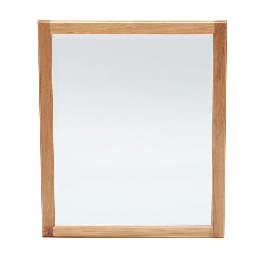 Glacier Bay Hampton 28 In X 34 Framed Vanity Mirror Natural Framed Vanity Mirror In Natural Hickory