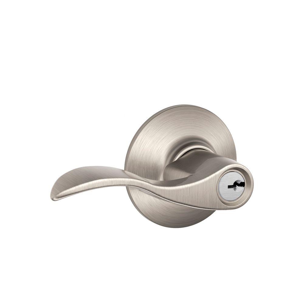 Schlage Flair Satin Nickel Keyed Entry Door Lever F51a Fla 619 The Home Depot