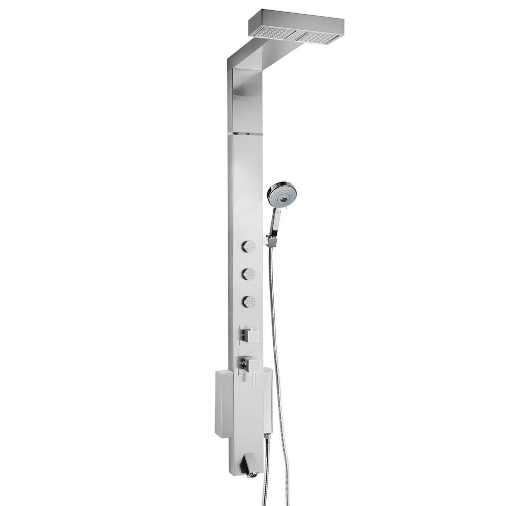 AKDY 59 in. 3Jet Shower Panel System in Brushed Stainless Steel with