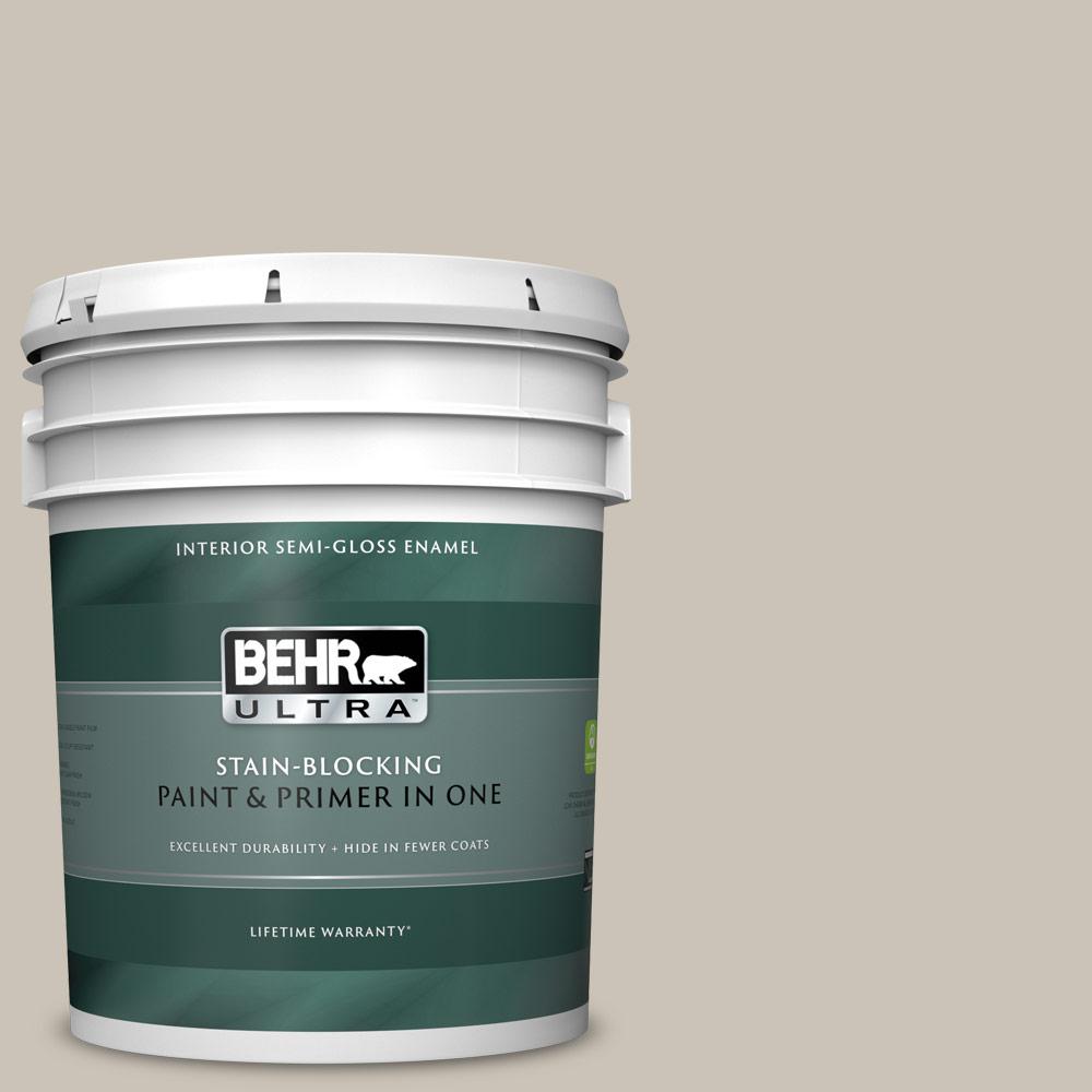 BEHR ULTRA 5 gal. PPU508 Sculptor Clay SemiGloss Enamel Interior Paint and Primer in One