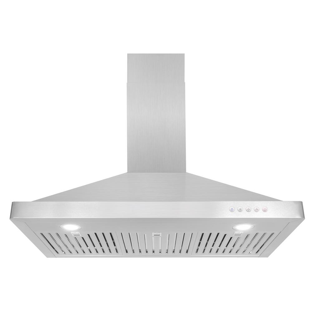 Cosmo 36 in. Ducted Wall Mount Range Hood in Stainless Steel with LED Lighting and Permanent