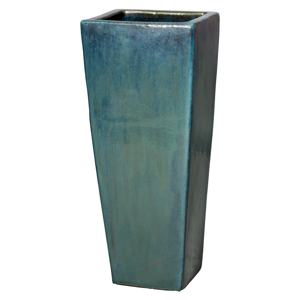 Emissary 35 in. Tall Teal Square Ceramic Planter12757TL2 The Home Depot