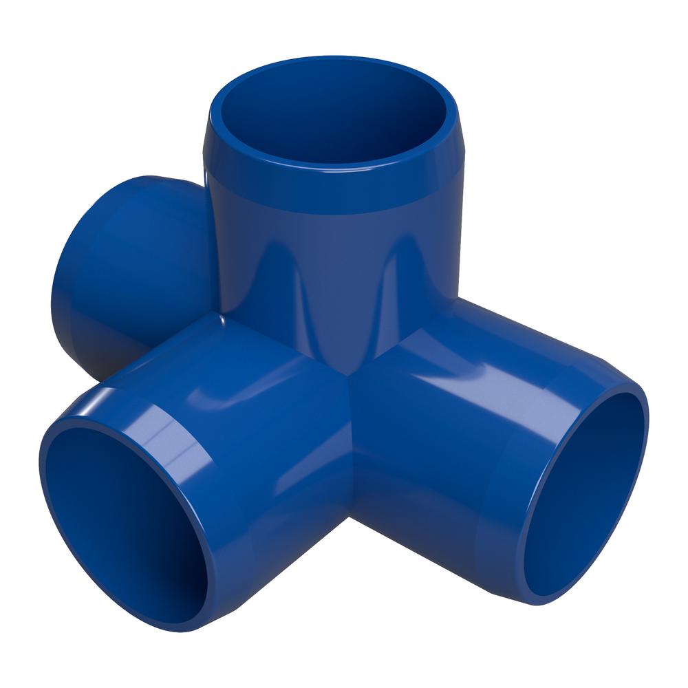 Performance PVC 1 Size Furniture Grade Pack of 4 White 4-Way PVC Side Outlet Tee Fitting