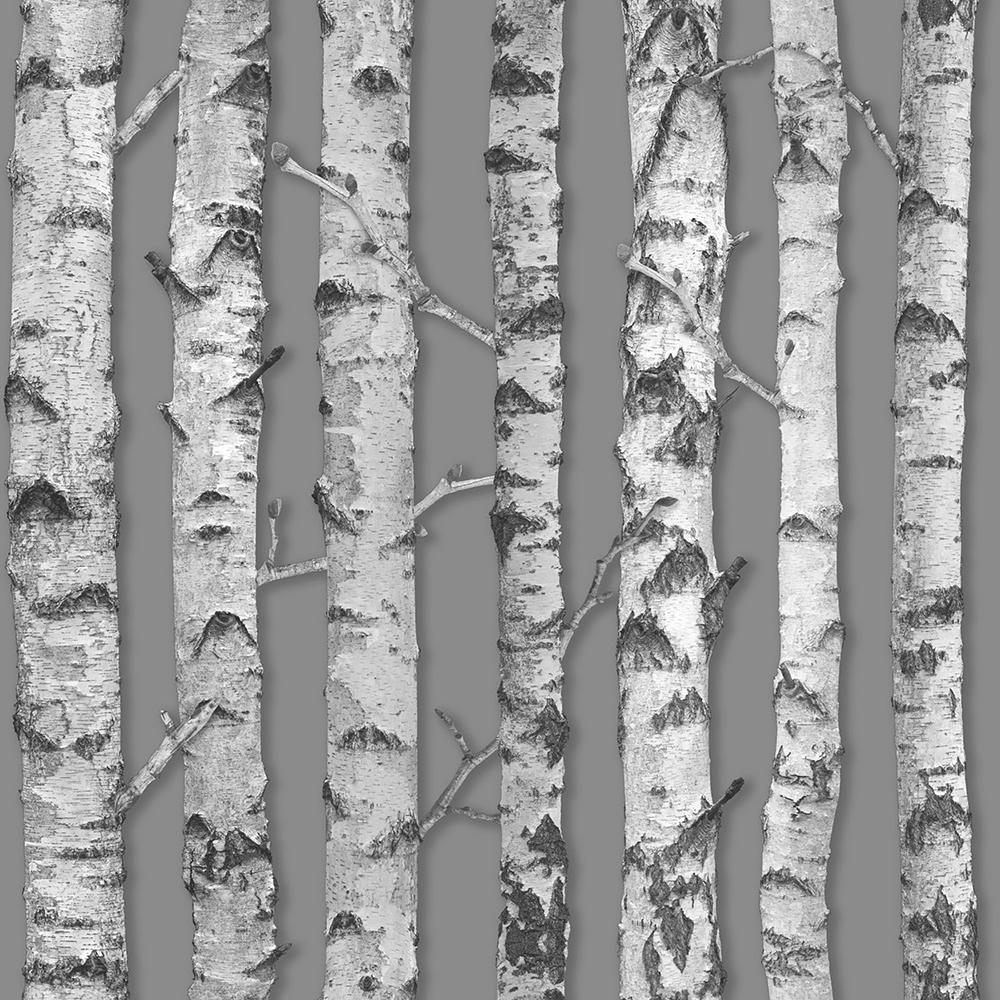 56.4 sq. ft. Merman Grey Birch Tree Strippable Wallpaper DD138892 - The ...