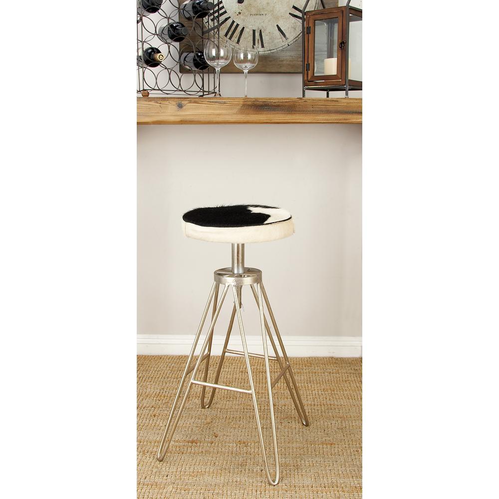 Litton Lane 31 In White Leather Hide Bar Stool 80588 The Home Depot White Leather Hide Bar Stool 80588 The Home Depot