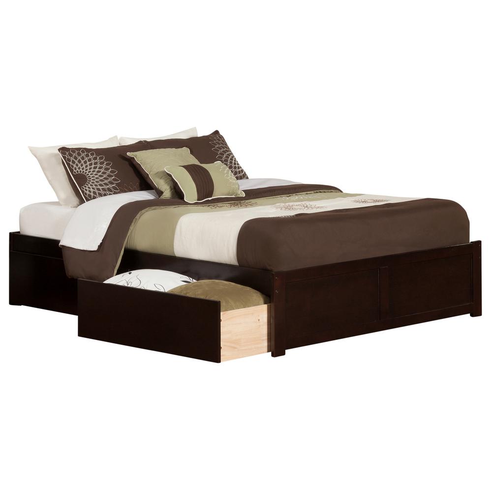 Atlantic Furniture Concord Espresso King Platform Bed with Flat Panel