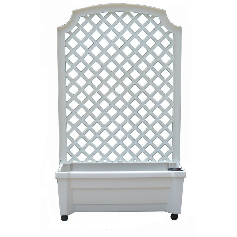 Calypso 31 in x 13 in White Plastic  Planter with Trellis  