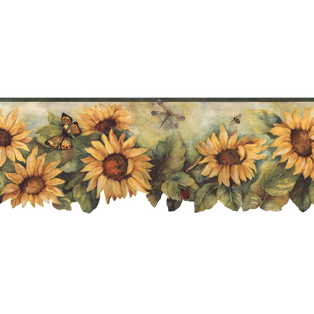 Norwall Die Cut Sunflower Wallpaper Border In Dark Yellows