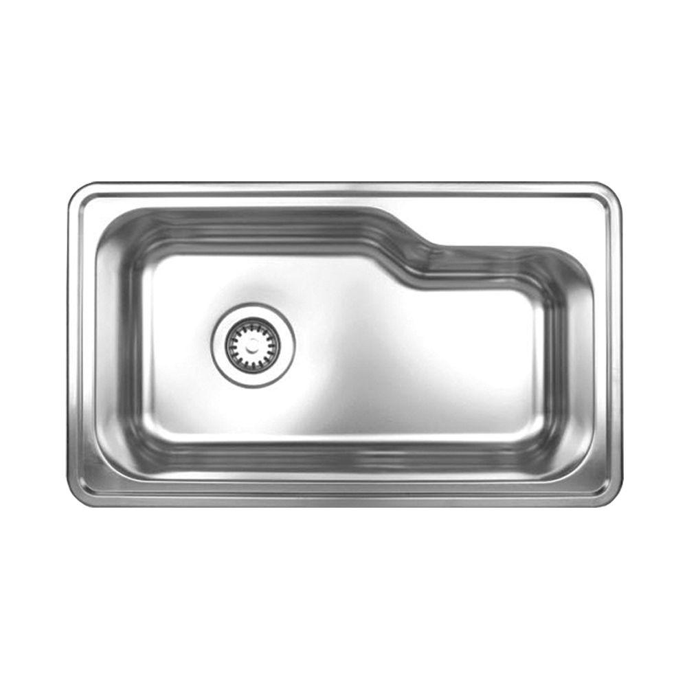 Whitehaus Collection Noah S Collection Drop In Stainless Steel 34 In Single Bowl Kitchen Sink In Brushed Stainless Steel